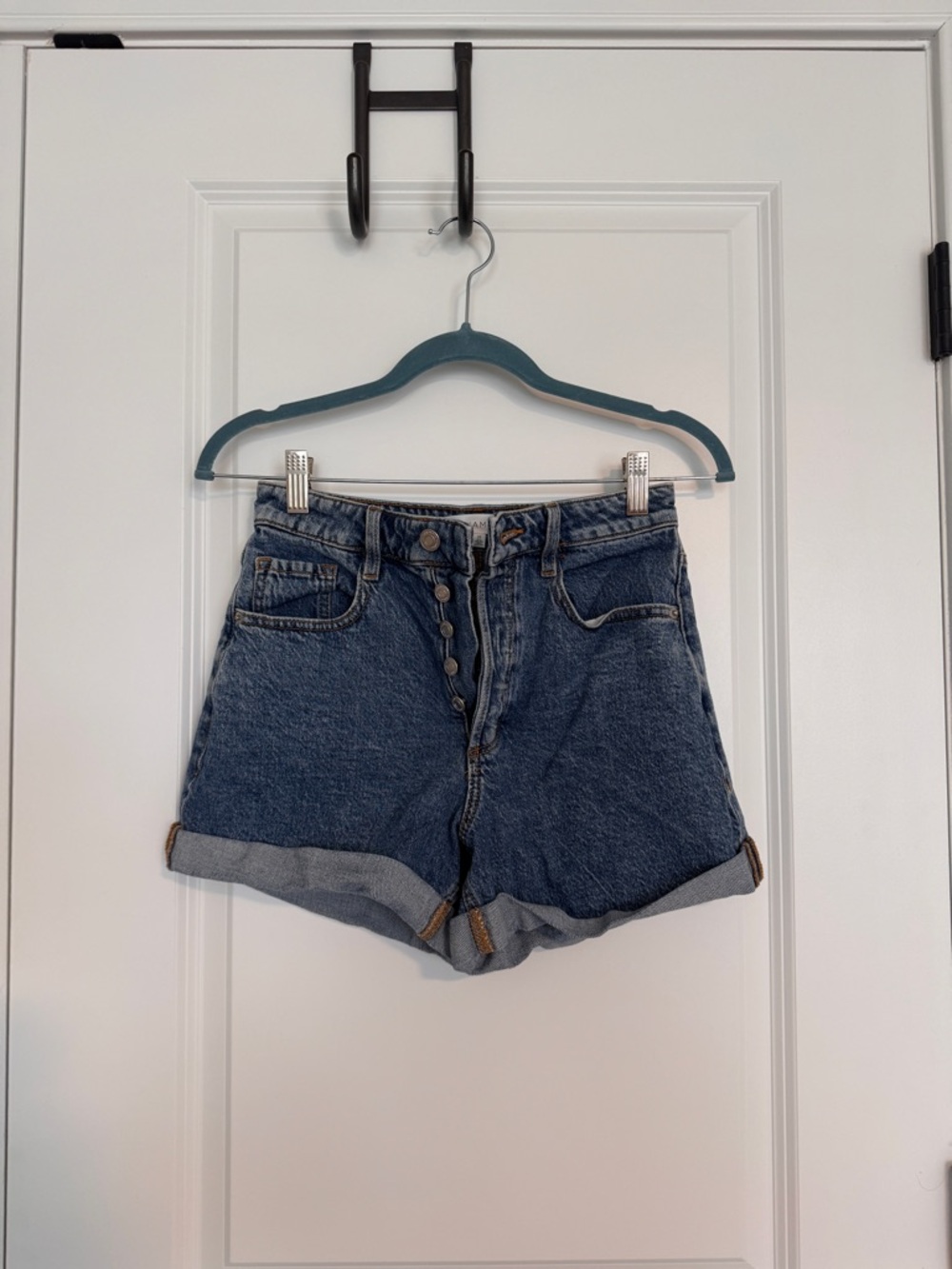 Dynamite High-Rise Dark Blue Denim Button-Fly Jean Shorts